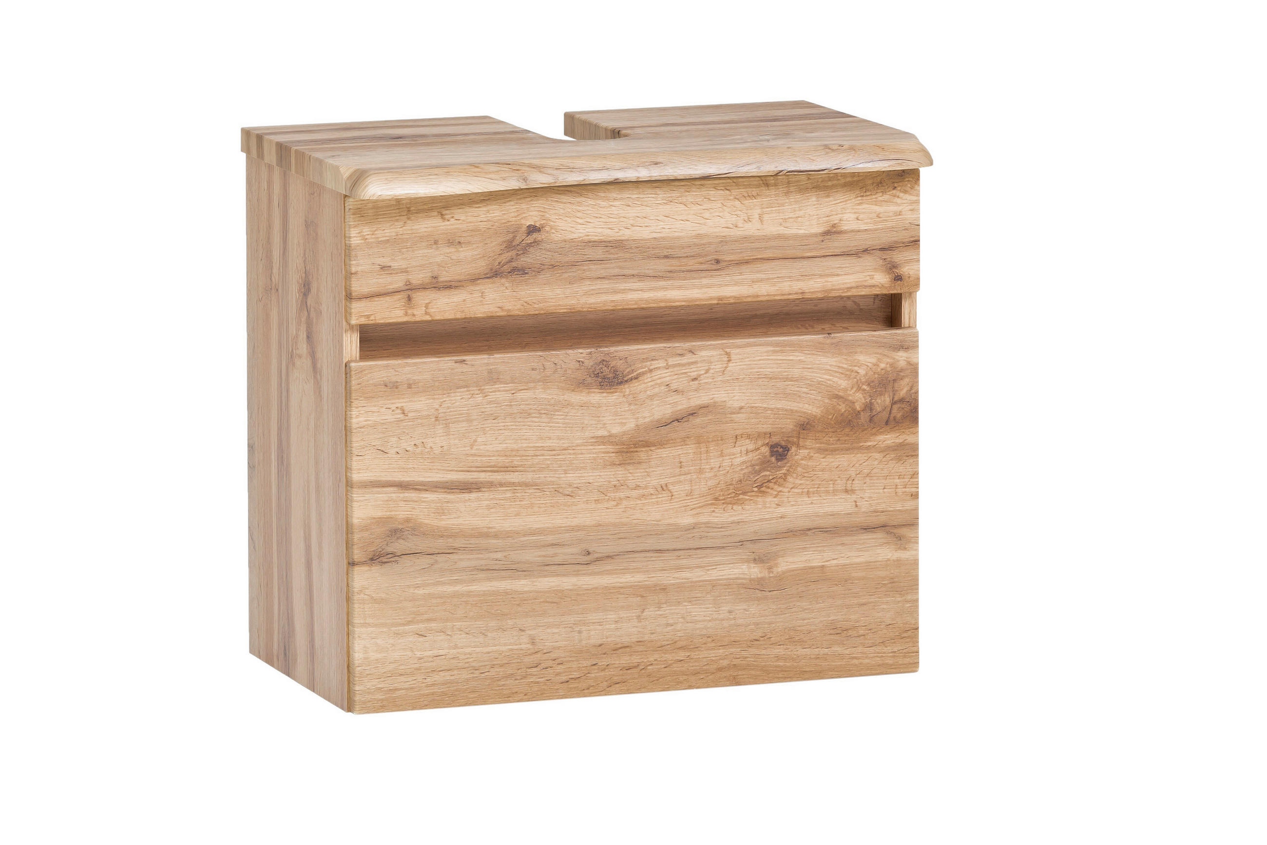 WASCHBECKENUNTERSCHRANK 61/55/40 cm - Eiche Wotan/Silberfarben, Natur, Holzwerkstoff/Kunststoff (61/55/40cm) - Xora