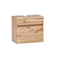 WASCHBECKENUNTERSCHRANK 61/55/40 cm  - Eiche Wotan/Silberfarben, Natur, Holzwerkstoff/Kunststoff (61/55/40cm) - Xora