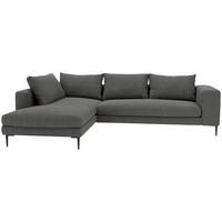 ECKSOFA in Struktur Dunkelgrau  - Dunkelgrau/Schwarz, Modern, Textil/Metall (210/295cm) - Trendmanufaktur