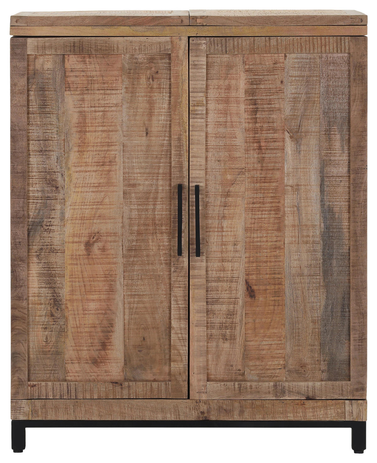 BAR Mangoholz massiv Naturfarben  - Schwarz/Naturfarben, Design, Holz/Metall (100-150/122/55cm) - Landscape