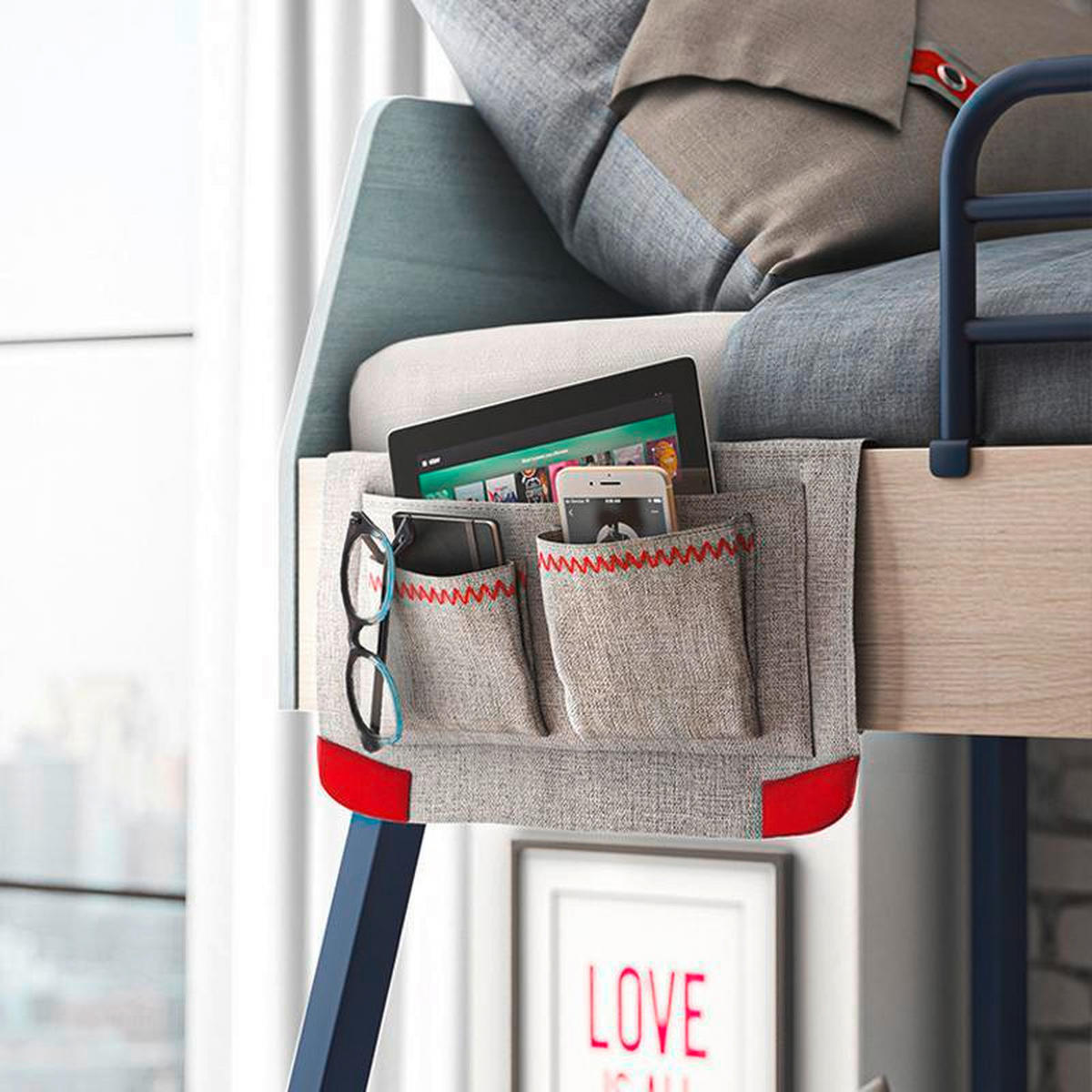 PAT SUPRAETAJAT  - albastru închis, Basics, metal/material pe bază de lemn (209,5/160,5/137cm) - Cilek