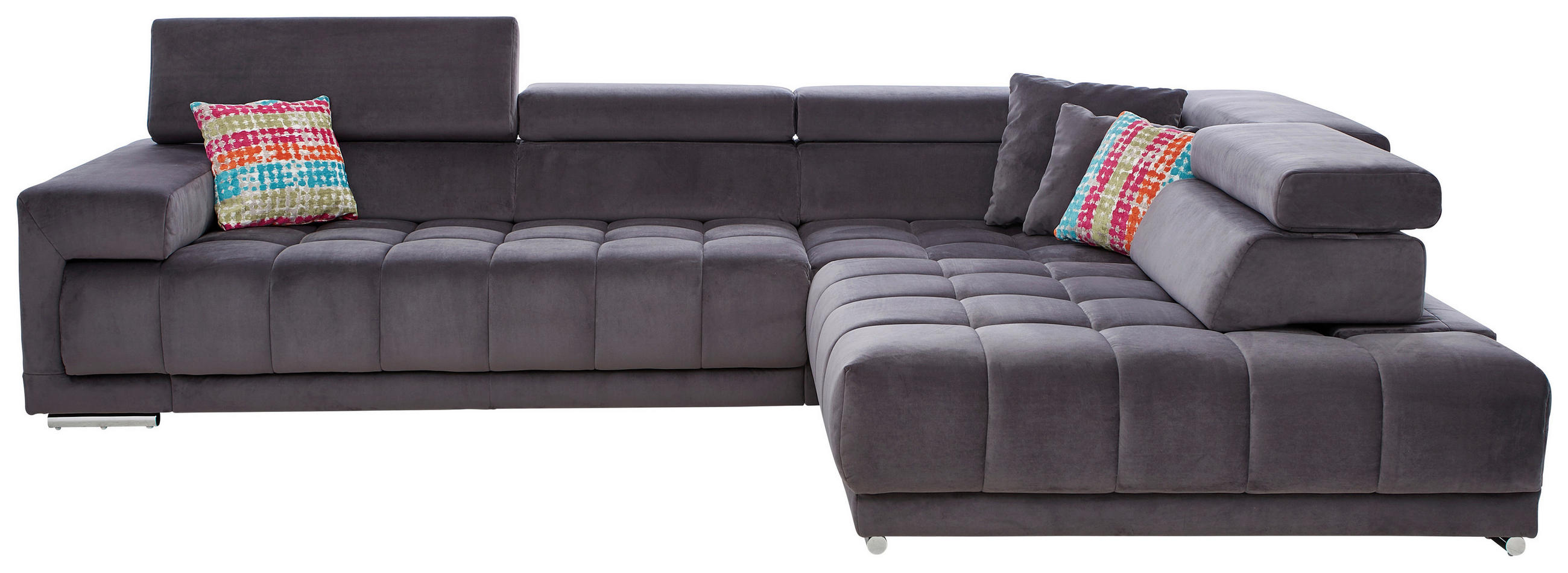 ECKSOFA Anthrazit Mikrofaser  - Chromfarben/Anthrazit, Design, Textil/Metall (326/222cm) - Beldomo Speed