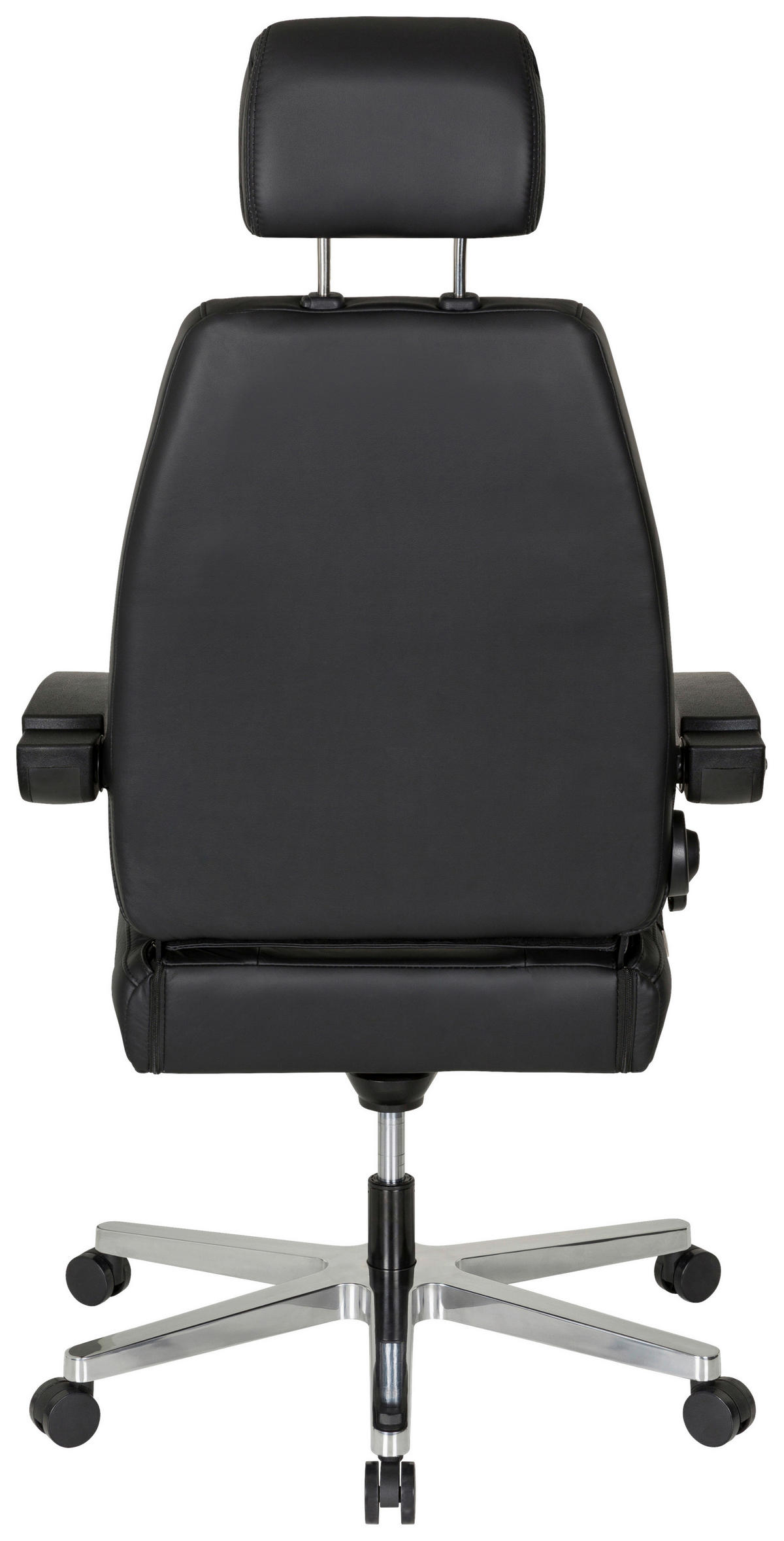 DREHSTUHL Schwarz  - Silberfarben/Schwarz, Basics, Leder/Kunststoff (70/152/70cm) - MID.YOU