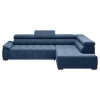 HÖRNSOFFA i chenille, vävt tyg mörkblå  - svart/mörkblå, Modern, textil/plast (283/106cm) - MID.YOU