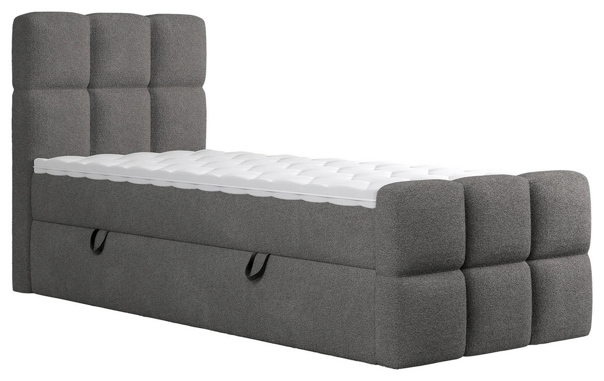 BOXBETT 90/200 cm  in Dunkelgrau  - Dunkelgrau/Schwarz, Design, Holzwerkstoff/Kunststoff (90/200cm) - Xora