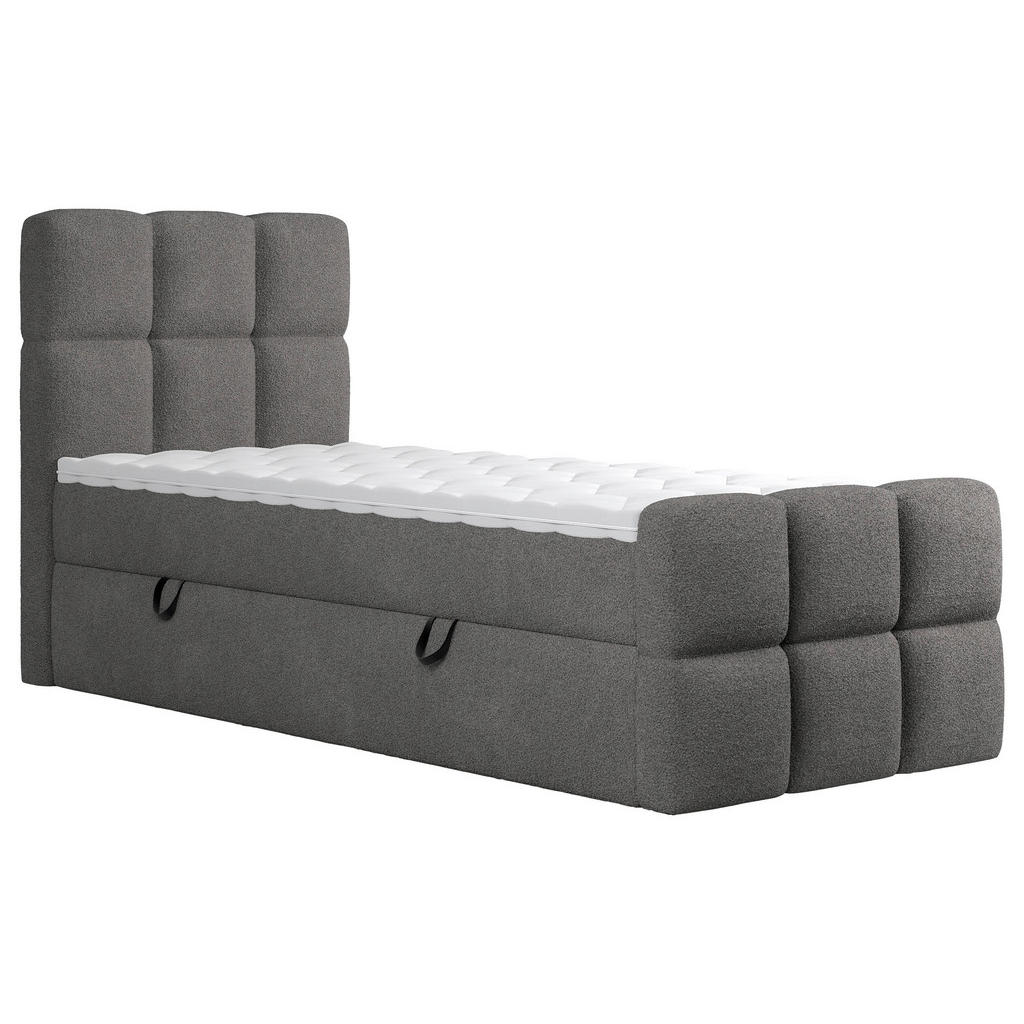 Thumbnail - Xora Boxbett, Dunkelgrau, Textil, H3, Höhe ca. 20 cm, 90x200 cm, Bettkasten, Stoffauswahl, Topper durchgehend, in versch...
