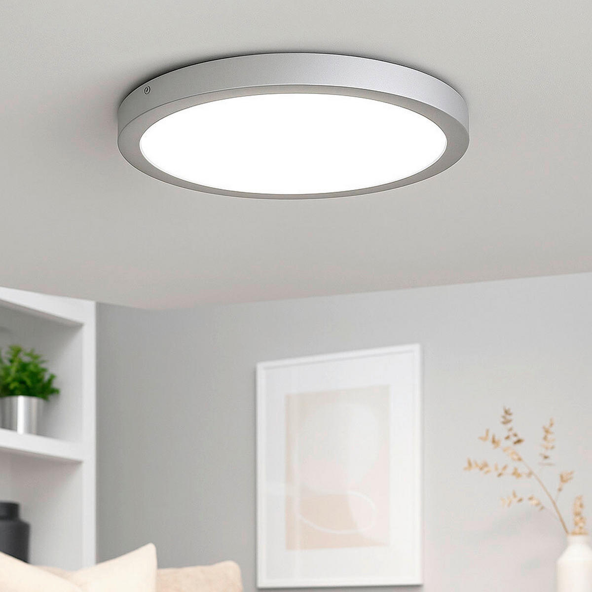 AUFBAULEUCHTE 30/3,2 cm   - Chromfarben/Weiß, Design, Kunststoff/Metall (30/3,2cm) - Globo