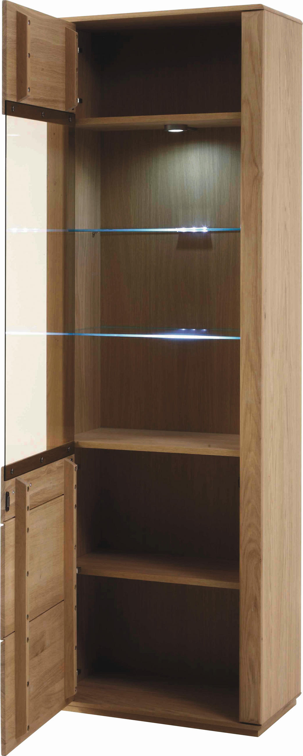 WOHNWAND  in Buchefarben  303/209/51 cm  - Silberfarben/Buchefarben, Design, Glas/Holz (303/209/51cm) - Livetastic