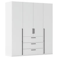 DREHTÜRENSCHRANK 201/235/61 cm,  in Weiß, 4-türig  - Schwarz/Weiß, Basics, Holzwerkstoff/Metall (201/235/61cm) - Novel