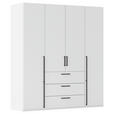 DREHTÜRENSCHRANK 201/235/61 cm,  in Weiß, 4-türig  - Schwarz/Weiß, Basics, Holzwerkstoff/Metall (201/235/61cm) - Novel