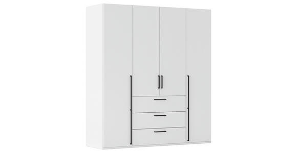 DREHTÜRENSCHRANK 201/235/61 cm,  in Weiß, 4-türig  - Schwarz/Weiß, Basics, Holzwerkstoff/Metall (201/235/61cm) - Novel