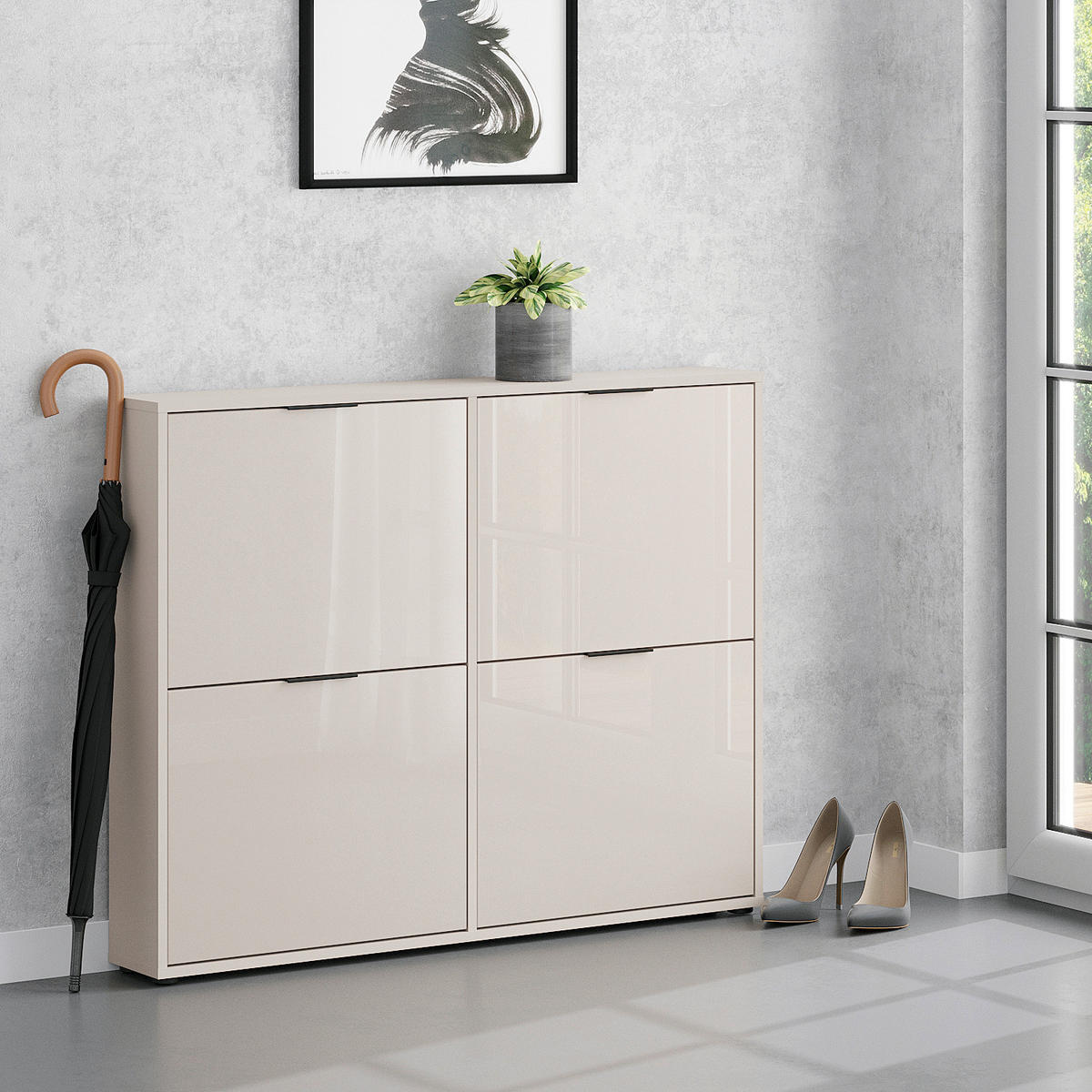 SCHUHKIPPER - Kaschmir/Schwarz, MODERN, Glas/Holzwerkstoff (118/93/17cm) - Boxxx