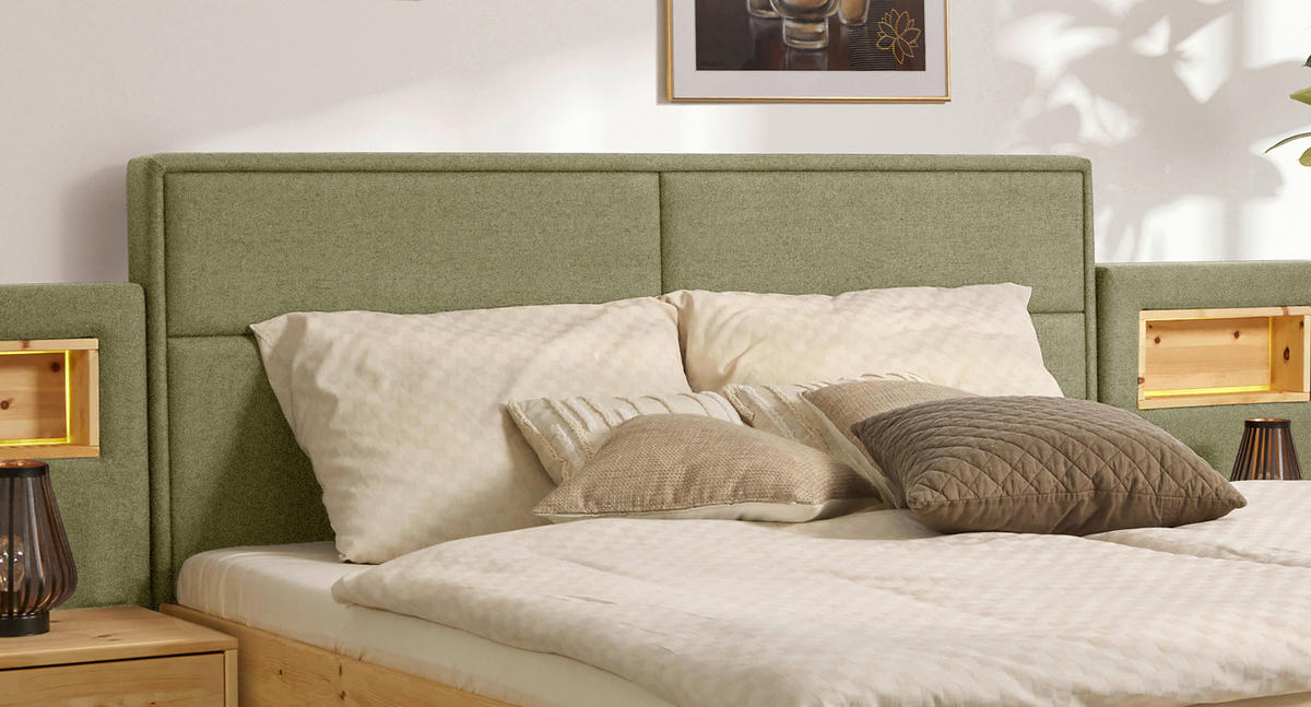 BETT 180/200 cm  in Grün, Zirbelkieferfarben  - Zirbelkieferfarben/Grün, Natur, Holz/Textil (180/200cm) - Valnatura