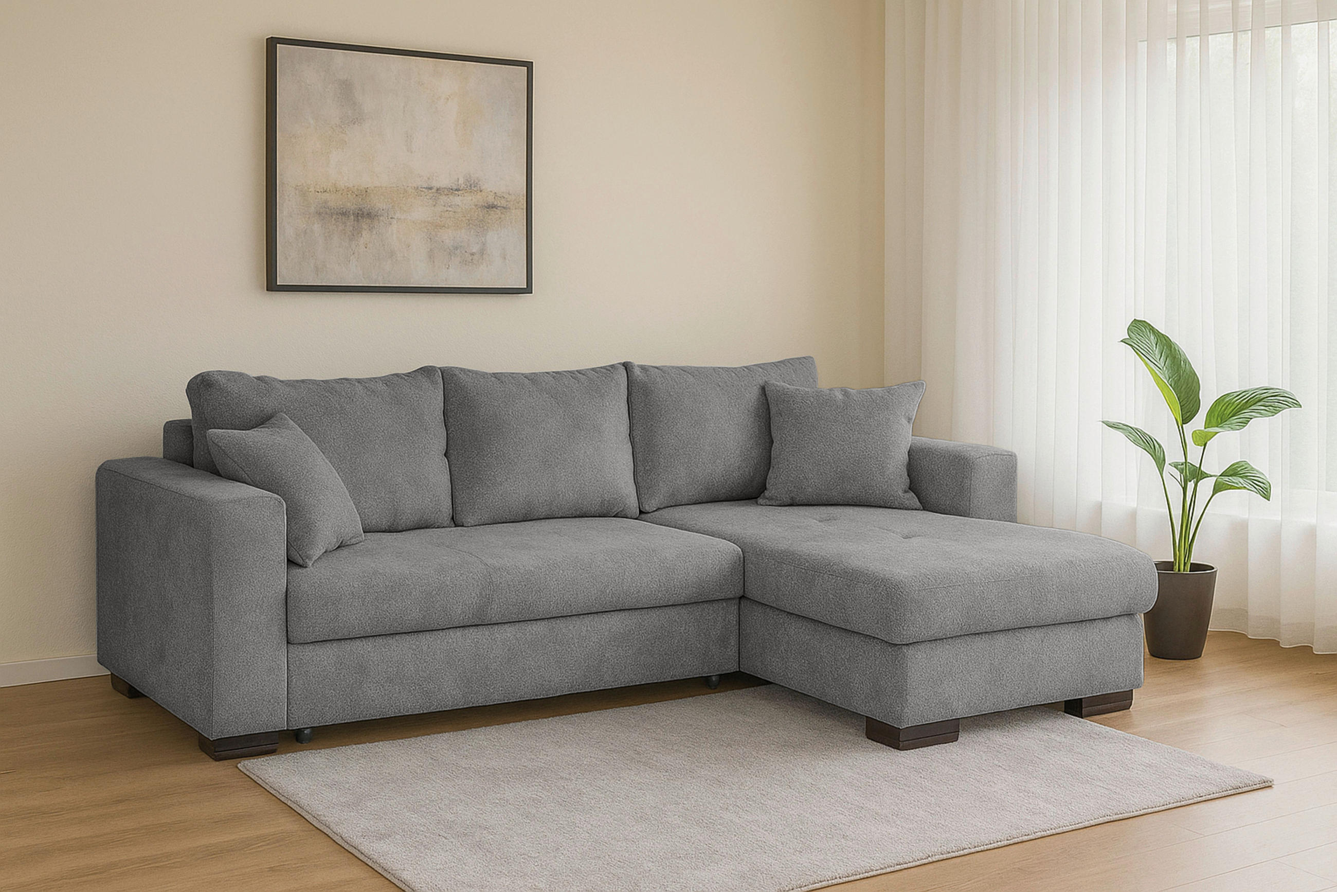 ECKSOFA in Webstoff Grau  - Braun/Grau, KONVENTIONELL, Holz/Textil (170/235cm) - Carryhome