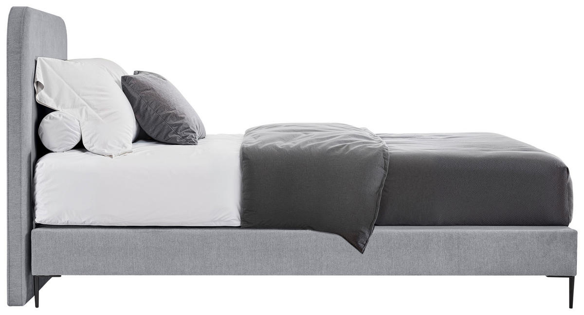 BOXSPRINGOVÁ POSTEĽ, 120/200 cm, svetlosivá - čierna/prírodná farba, Modern, kov/kompozitné drevo (120/200cm) - MID.YOU