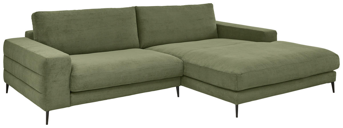 SEDEŽNA GARNITURA, fino rebrast žamet temno zelena  - črna/temno zelena, Design, kovina/tekstil (293/207cm) - Dieter Knoll