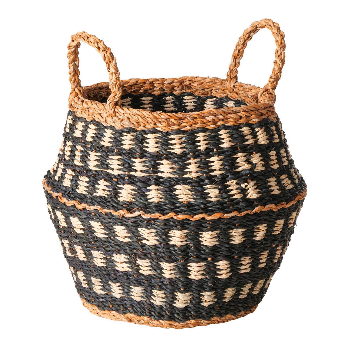 KOŠÍK prírodná farba, čierna - čierna/prírodná farba, Basics, prírodné materiály (31/31/37cm)
