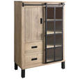 VITRINE  in Hartholz Mangoholz Schwarz, Graubraun  - Graubraun/Schwarz, LIFESTYLE, Glas/Holz (90/135/42cm) - Landscape