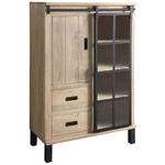 VITRINE  in Hartholz Mangoholz Schwarz, Graubraun  - Graubraun/Schwarz, LIFESTYLE, Glas/Holz (90/135/42cm) - Landscape