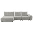 ECKSOFA in Velours Greige  - Greige/Schwarz, Design, Kunststoff/Textil (174/342cm) - Xora