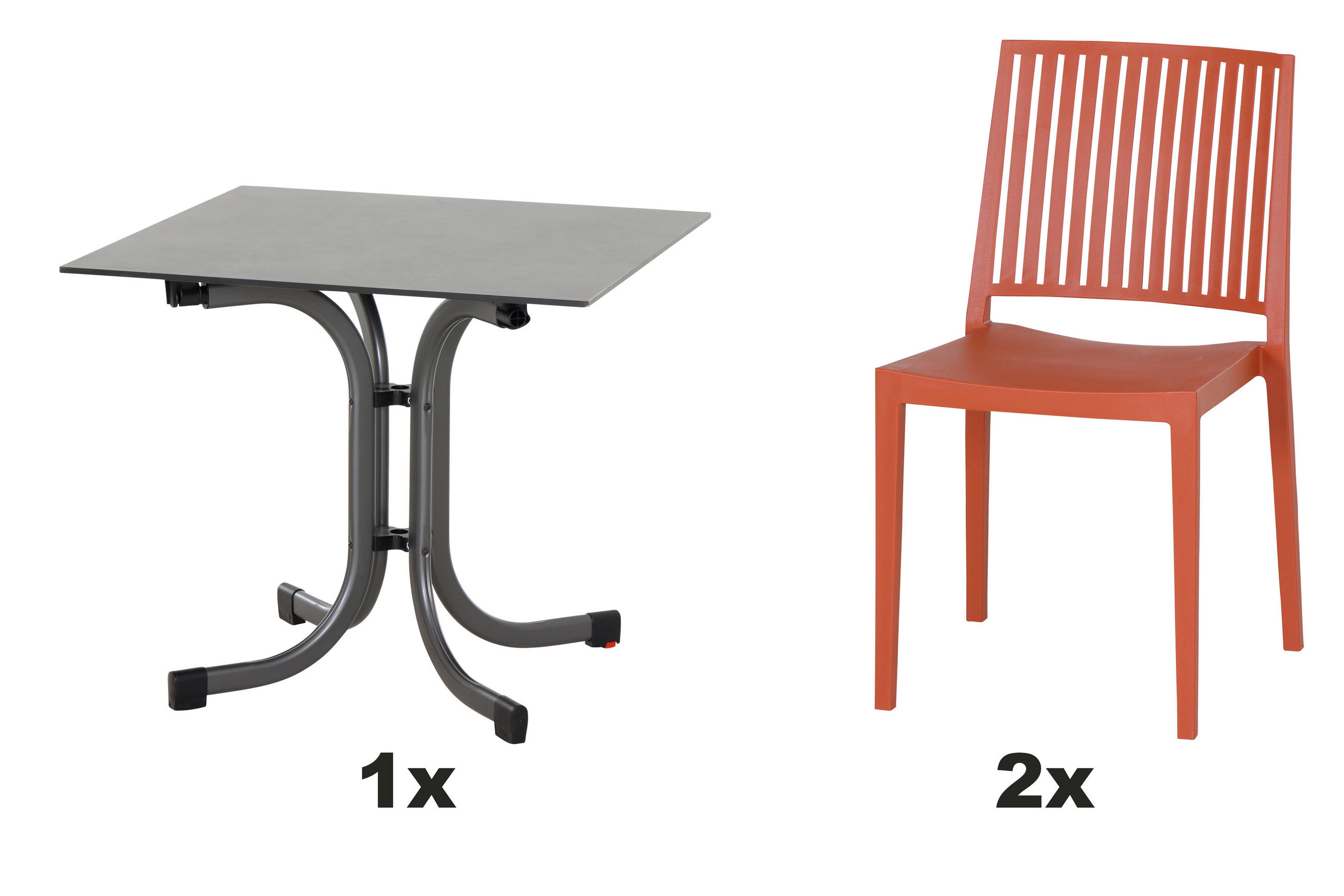 GARTENGARNITUR 3-teilig  - Anthrazit/Rot, Basics, Holzwerkstoff/Kunststoff (80/80/80cm) - Siena Garden