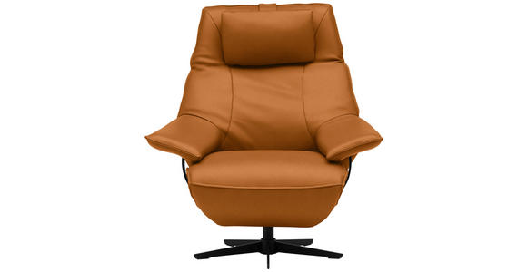 RELAXSESSEL in Leder Senfgelb  - Senfgelb/Schwarz, Design, Leder/Metall (92/79/82cm) - Dieter Knoll