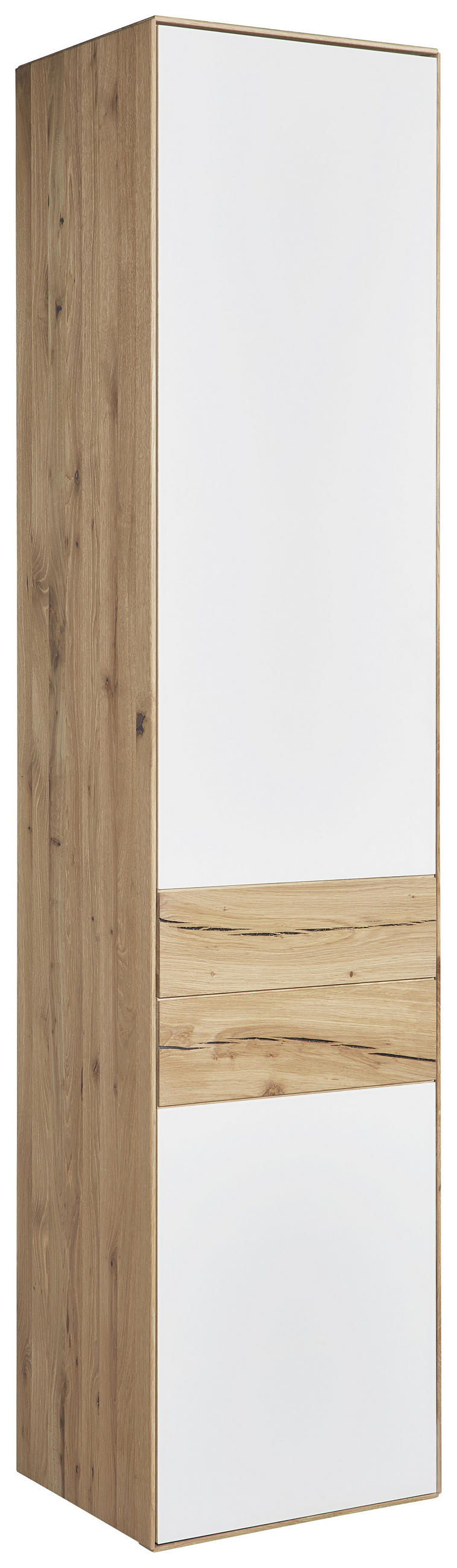 DREHTÜRENSCHRANK 47/205,5/40 cm 1-türig Weiß, Eichefarben  - Eichefarben/Weiß, Design, Glas/Holz (47/205,5/40cm) - Valnatura