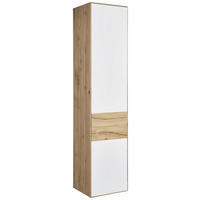 DREHTÜRENSCHRANK 47/205,5/40 cm 1-türig Weiß, Eichefarben  - Eichefarben/Weiß, Design, Glas/Holz (47/205,5/40cm) - Valnatura