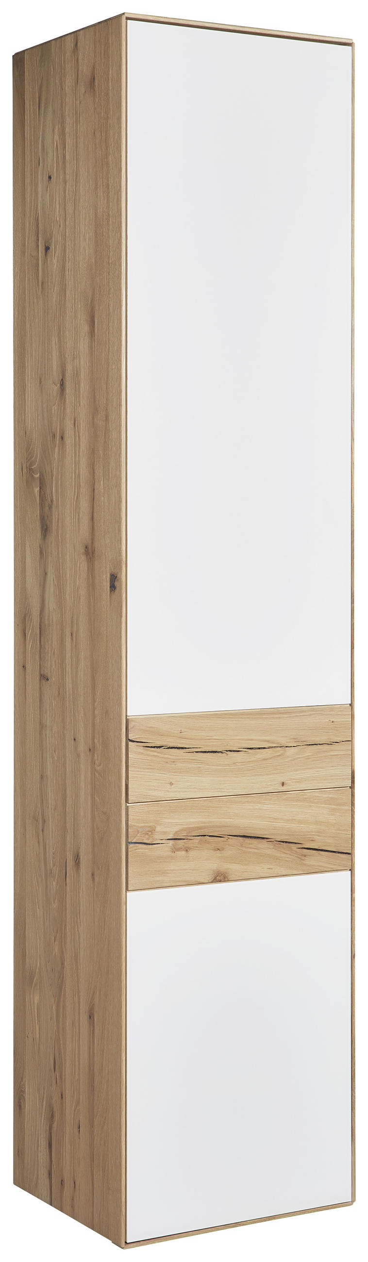 DREHTÜRENSCHRANK 47/205,5/40 cm 1-türig Weiß, Eichefarben  - Eichefarben/Weiß, Design, Glas/Holz (47/205,5/40cm) - Valnatura