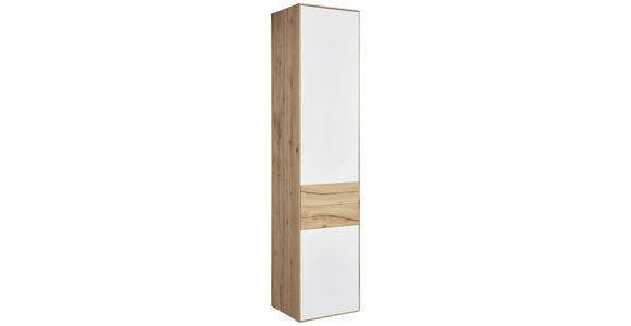 SCHRANK in Weiß, Eichefarben  - Eichefarben/Weiß, Design, Glas/Holz (47/205,5/40cm) - Valnatura