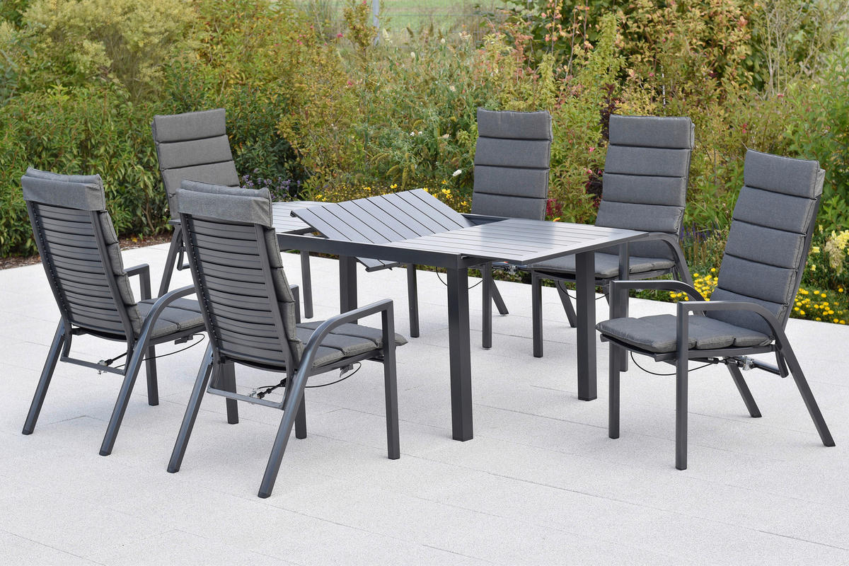 GARTENTISCHGRUPPE Aluminium  - Graphitfarben, KONVENTIONELL, Textil/Metall - Gardenson