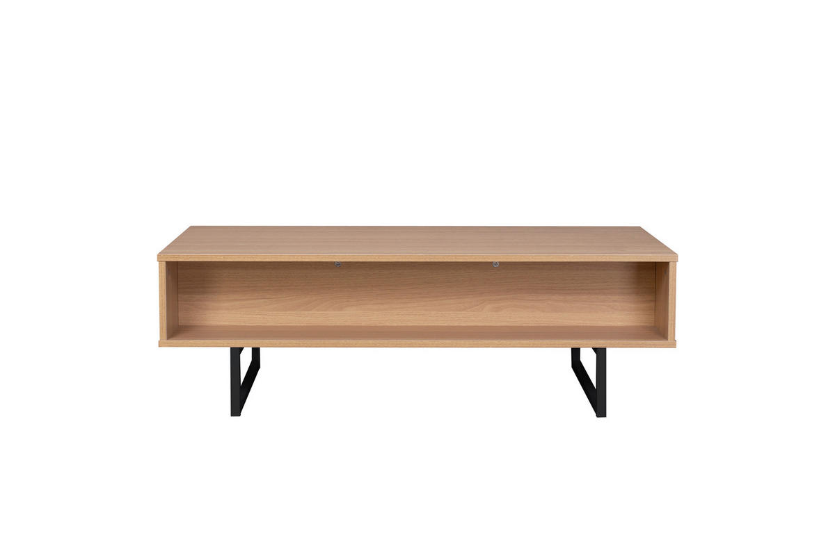 COUCHTISCH 110/55/38 cm rechteckig Naturfarben, Schwarz  - Schwarz/Naturfarben, Design, Holzwerkstoff/Metall (110/55/38cm) - Livetastic