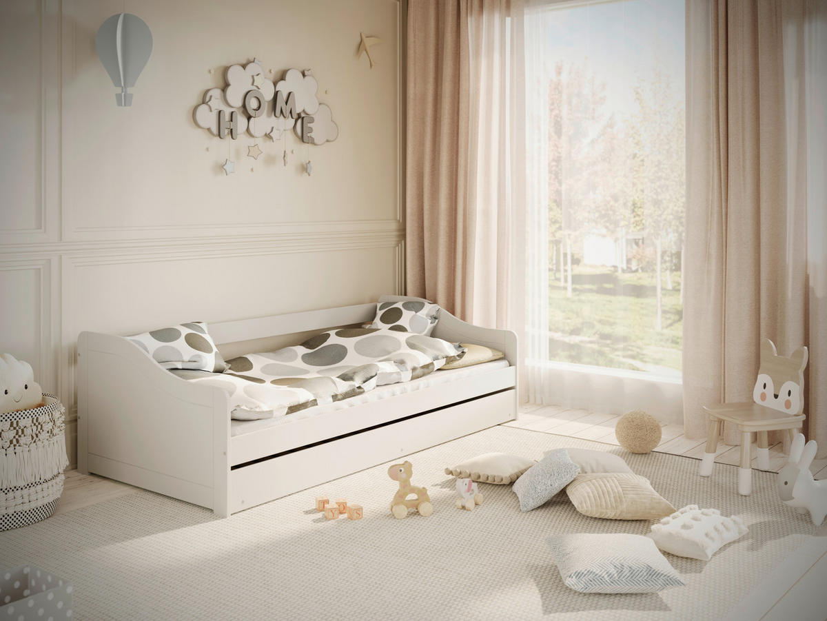 KINDER-/JUNIORBETT 90/200 cm  in Weiß  - Birkefarben/Weiß, MODERN, Holz/Holzwerkstoff (90/200cm) - MID.YOU
