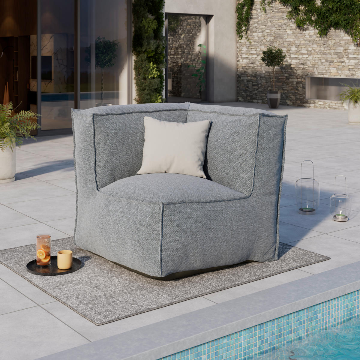 RELAXAČNÍ POHOVKA textil - šedá, Moderní, textil (95/80/95cm) - Ambia Garden