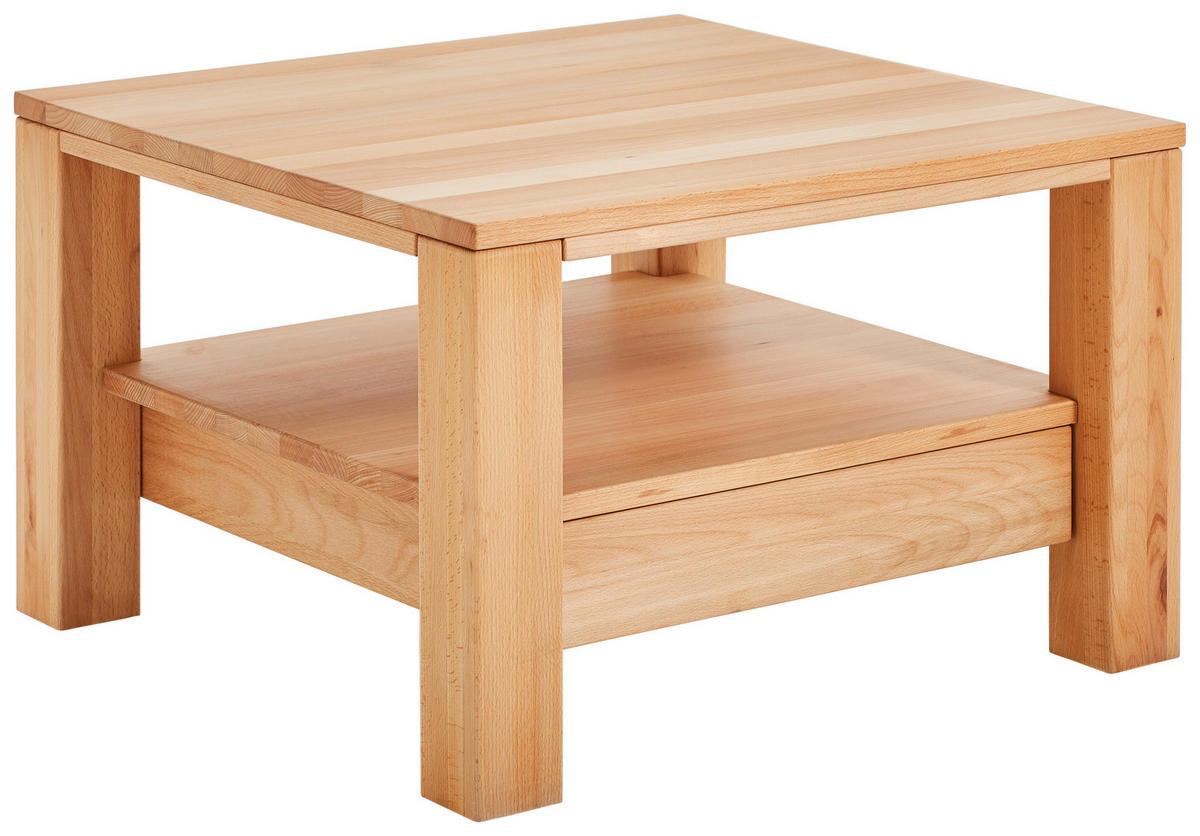 COUCHTISCH Kernbuche massiv 70/70/47,5 cm quadratisch Buchefarben  - Buchefarben, Natur, Holz (70/70/47,5cm) - Linea Natura