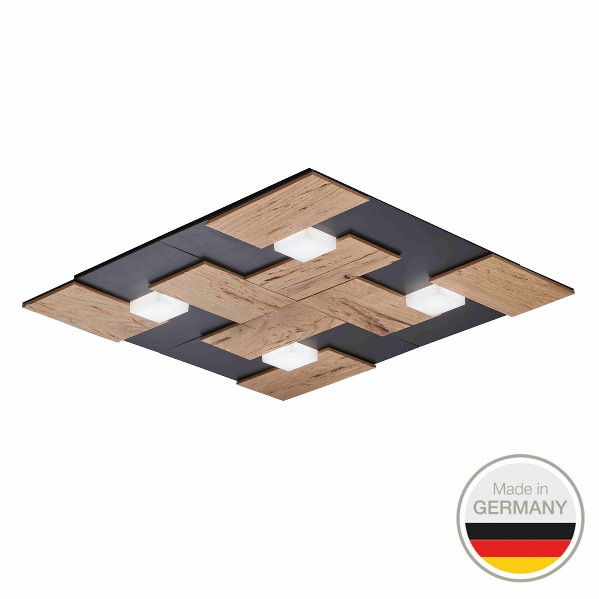 LED-DECKENLEUCHTE Noah 51/51/5 cm   - Wildeiche, Natur, Metall (51/51/5cm) - Ambiente