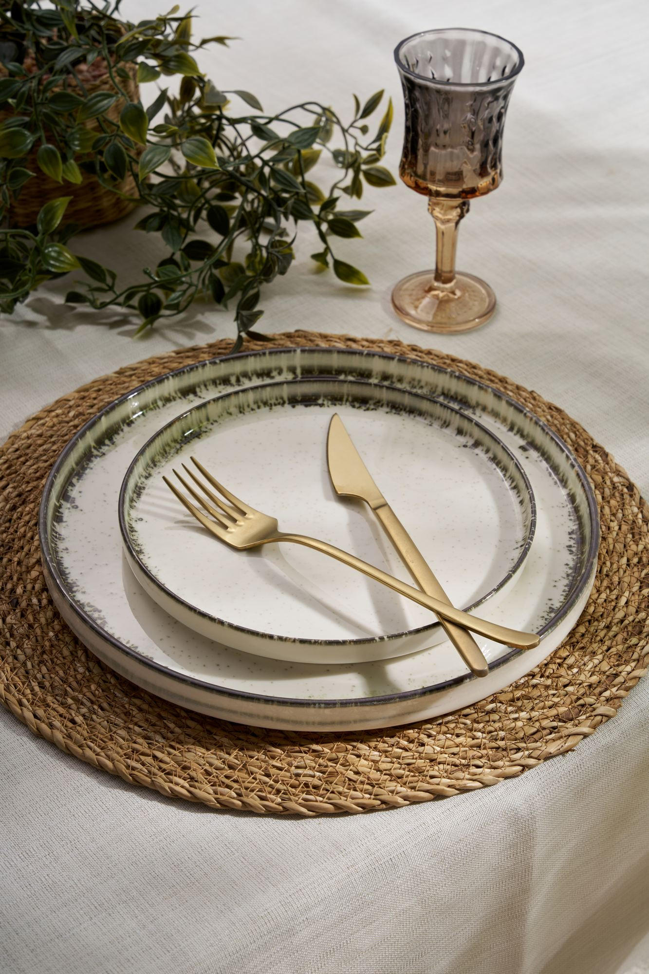 KOMBISERVICE Weiß, Schlammfarben 24-teilig 6 Personen  - Schlammfarben/Weiß, Basics, Keramik - P & B