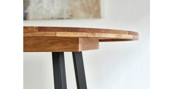 ESSTISCH Eichefarben rund  ausziehbar  - Eichefarben/Schwarz, KONVENTIONELL, Holz/Metall (110-170/110/75cm) - Linea Natura