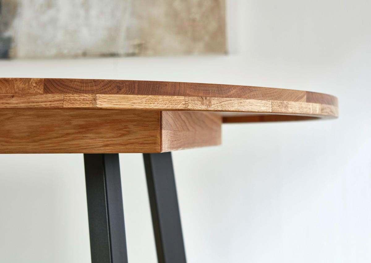 ESSTISCH Eichefarben rund  ausziehbar  - Eichefarben/Schwarz, KONVENTIONELL, Holz/Metall (110-170/110/75cm) - Linea Natura