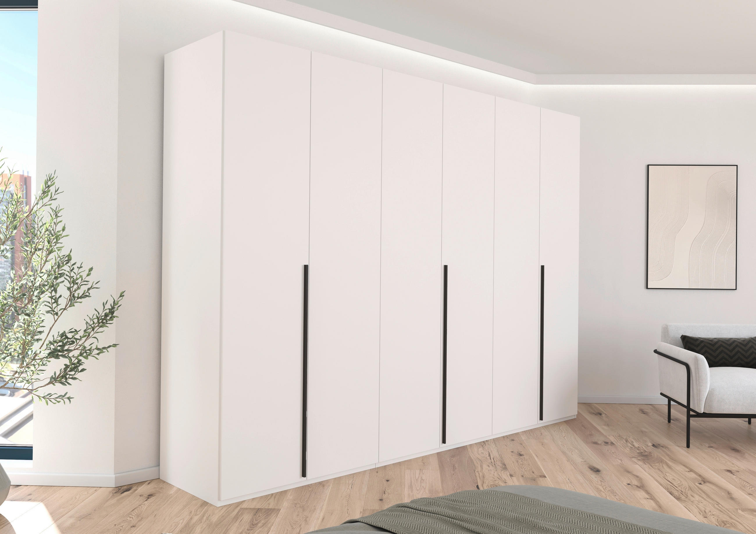 DREHTÜRENSCHRANK 301/223/60 cm 6-türig Weiß  - Graphitfarben/Weiß, Design, Holzwerkstoff/Metall (301/223/60cm) - home24