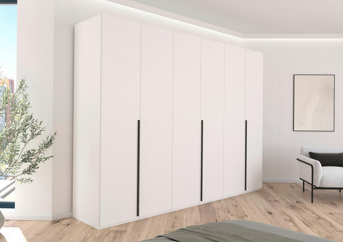 DREHTÜRENSCHRANK 301/223/60 cm 6-türig Weiß  - Graphitfarben/Weiß, Design, Holzwerkstoff/Metall (301/223/60cm) - home24