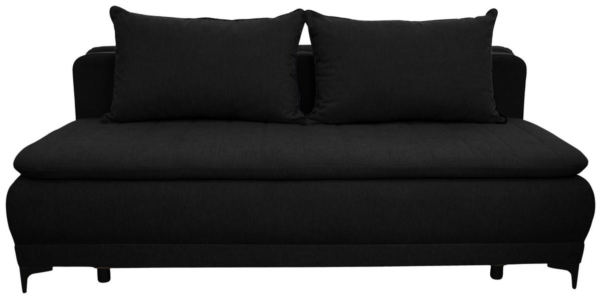 SCHLAFSOFA  mit Liegefunktion Flachgewebe Anthrazit  - Anthrazit/Schwarz, Basics, Textil/Metall (202/98/78cm) - Livetastic