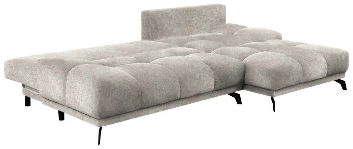 ECKSOFA Sandfarben Chenille  - Sandfarben/Schwarz, MODERN, Textil/Metall (290/182cm) - Hom`in