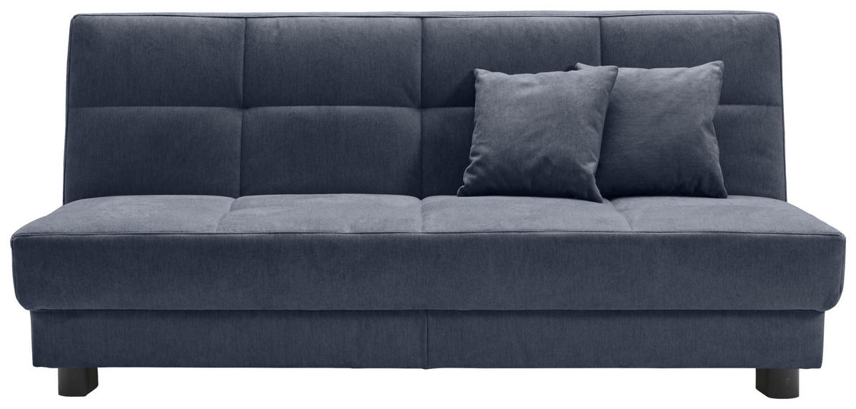 SCHLAFSOFA Mikrovelours Dunkelblau  - Schwarz/Dunkelblau, KONVENTIONELL, Textil/Metall (185/85/100cm) - Carryhome