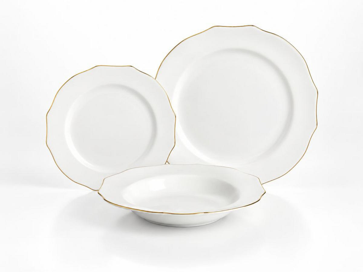 TAFELSERVICE 12-teilig 4 Personen Weiß, Goldfarben  - Goldfarben/Weiß, KONVENTIONELL, Keramik - Novel