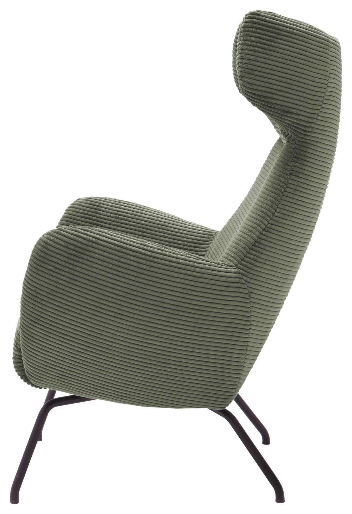 OHRENSESSEL in Cord Grün  - Schwarz/Grün, Design, Textil/Metall (79/117/82cm) - Pure Home Lifestyle