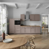 KÜCHENBLOCK Frame 330 cm  in Eichefarben, Beigebraun  - Edelstahlfarben/Eichefarben, MODERN, Holzwerkstoff/Metall (330cm) - Nobilia