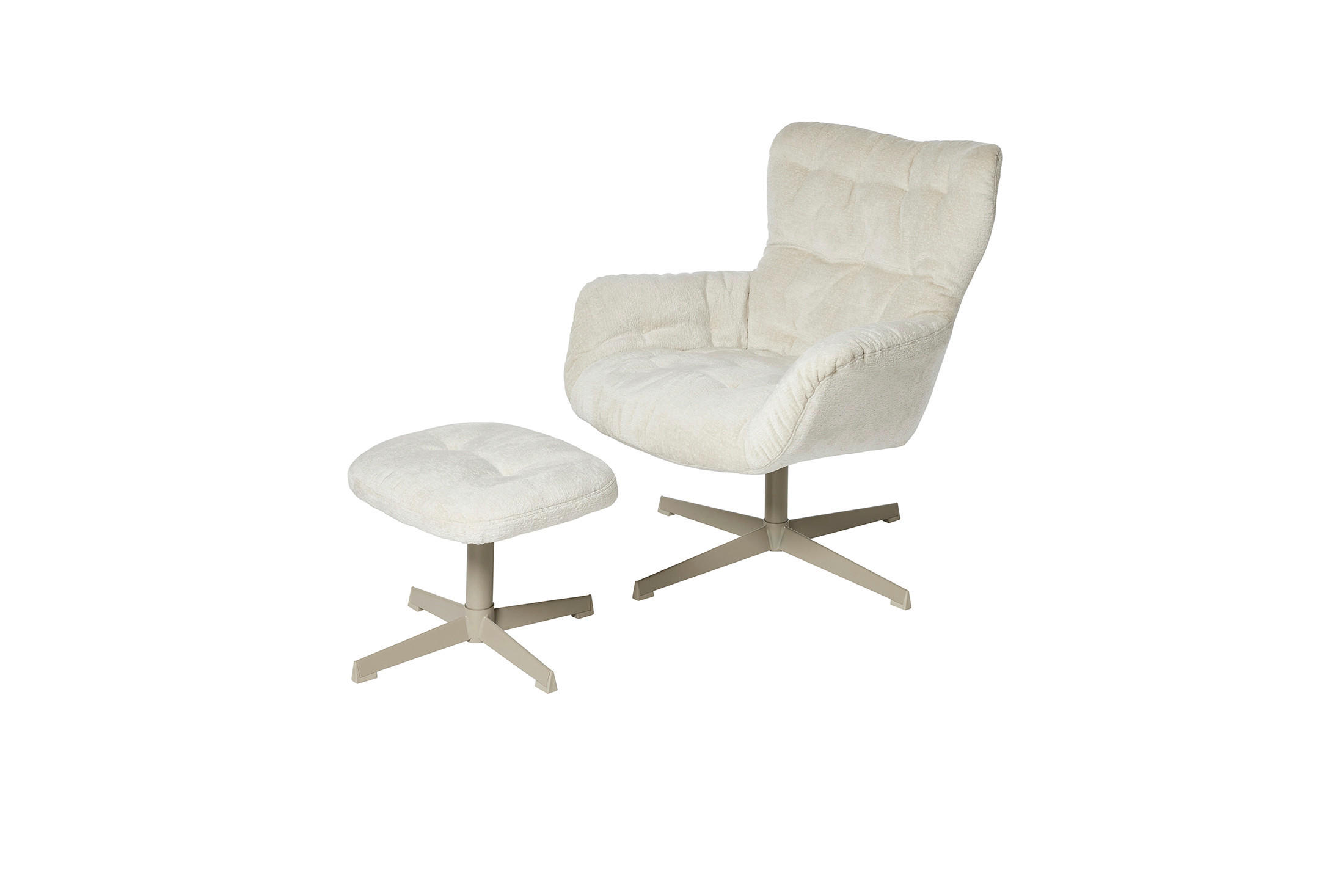 RELAXSESSELSET in Holz, Metall, Textil Creme  - Creme, MODERN, Holz/Textil (83/88/80cm) - MID.YOU
