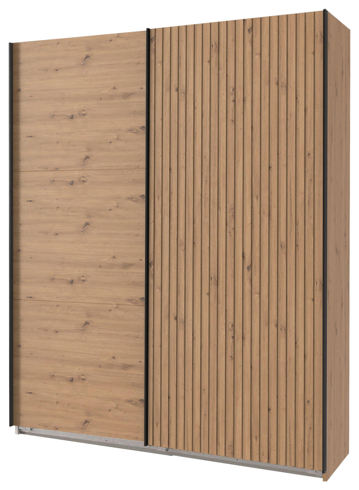SKRIŇA S POS. DVER. – HOR.VED, dub artisan, 200/216/65 cm - čierna/dub artisan, Modern, kov/kompozitné drevo (200/216/65cm) - MID.YOU