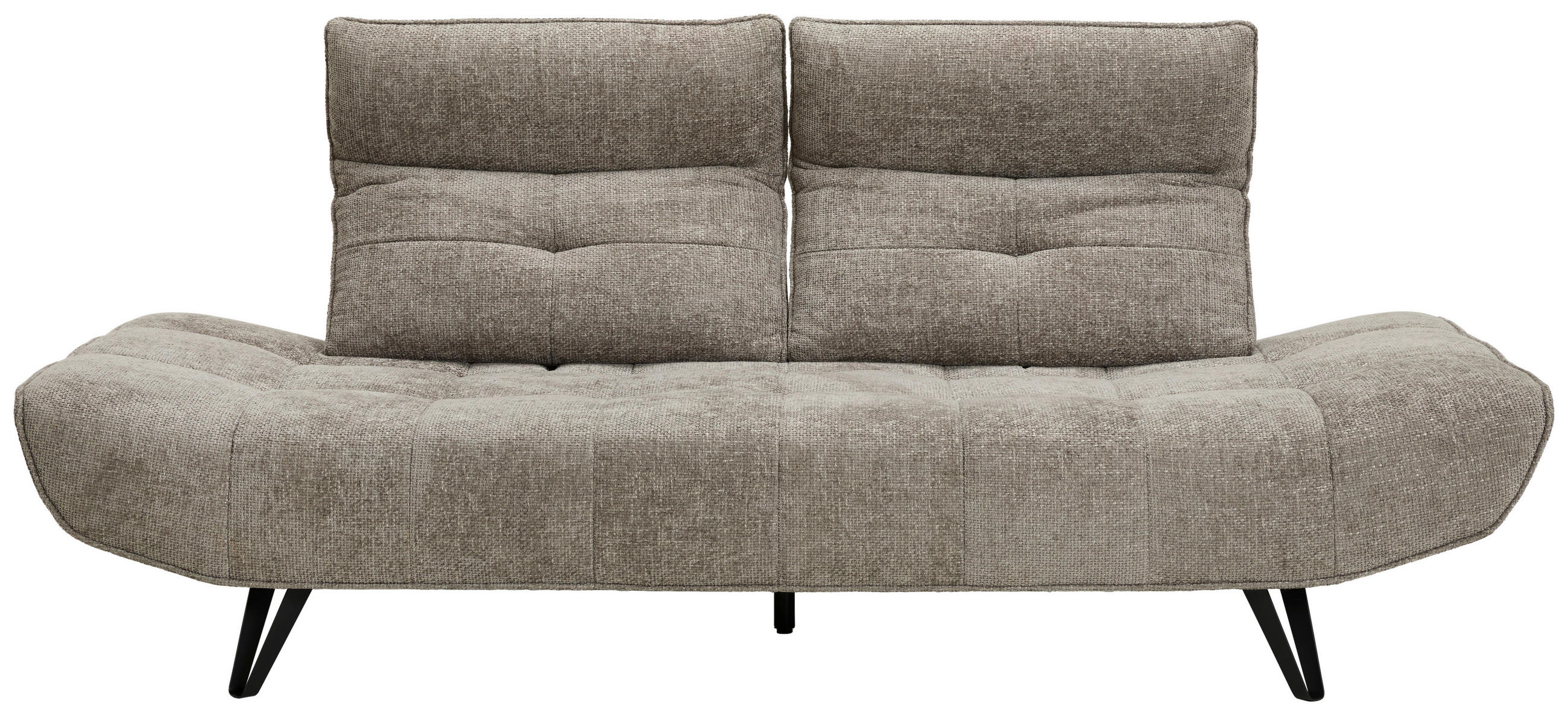 Sofa inkl. Funktionen Chenille Grau  - Schwarz/Grau, Design, Textil/Metall (230/100/100-120cm) - Celina Home